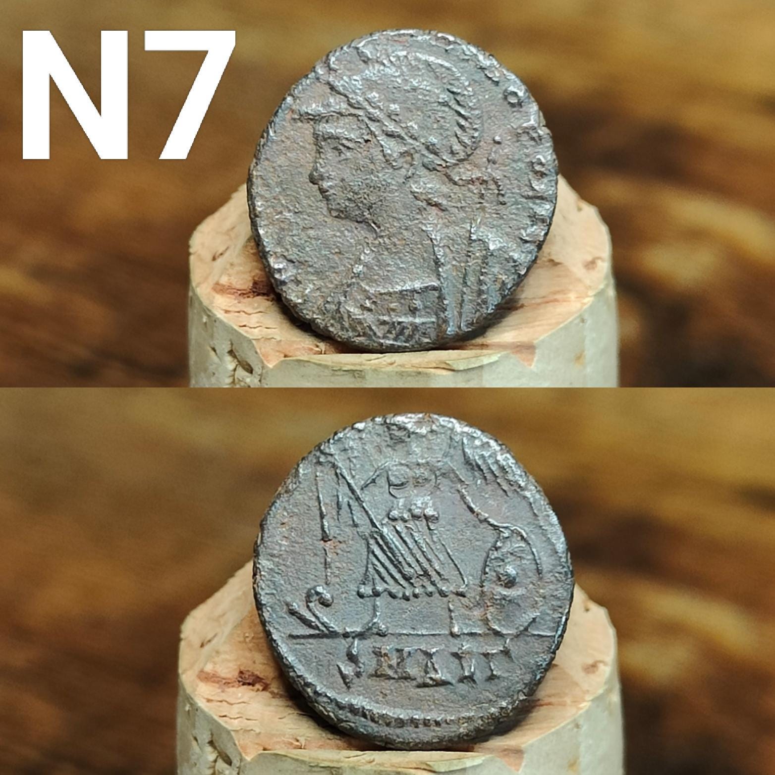 Cleaned Roman coins, ancient Nummus and Follis