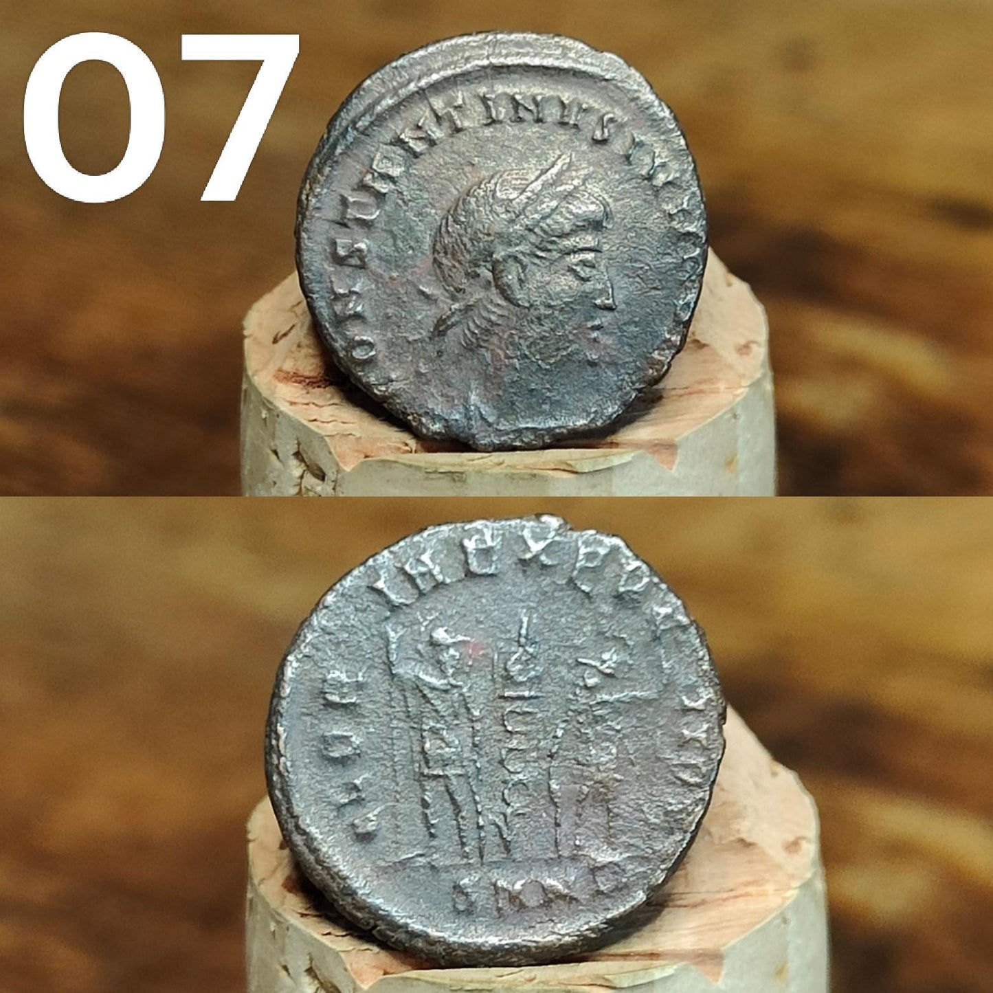 Cleaned Roman coins, ancient Nummus and Follis