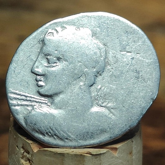 84BC Roman Republic Silver Denarius, C. Licinius L. f. Macer, with Apollo obverse, Ancient coin