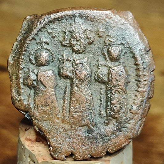 Heraclius with Martina and Heraclius Constantine Follis, Byzantine coin 610-641 AD.