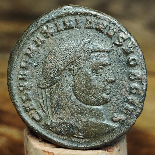 Galerius Maximianus Roman coin with Genius reverse, 305-311AD, AE1 ancient Follis