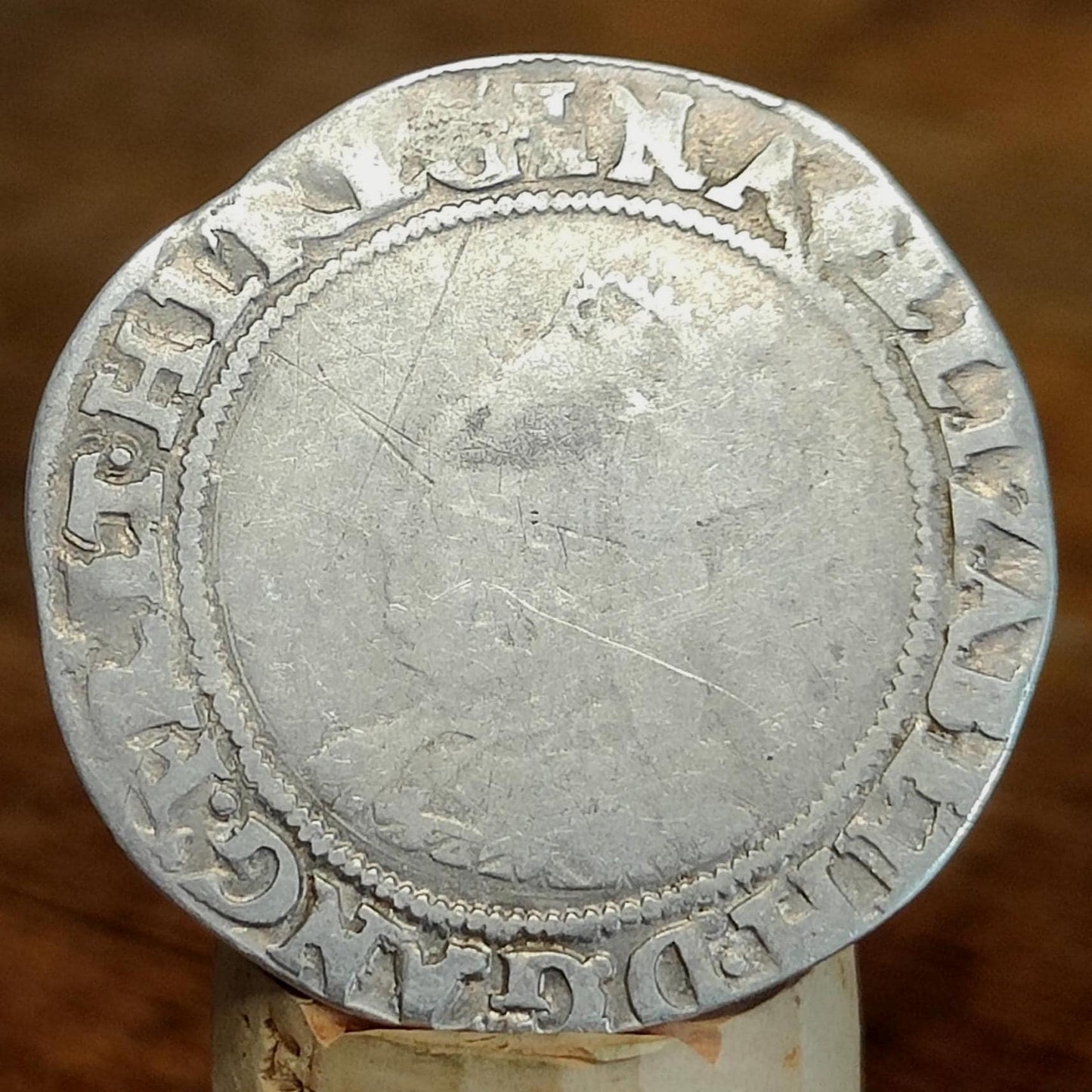 Elizabeth I Shilling from the Battle of Aylesbury Hoard, Tudor hammered silver coin, 1560 - 1561