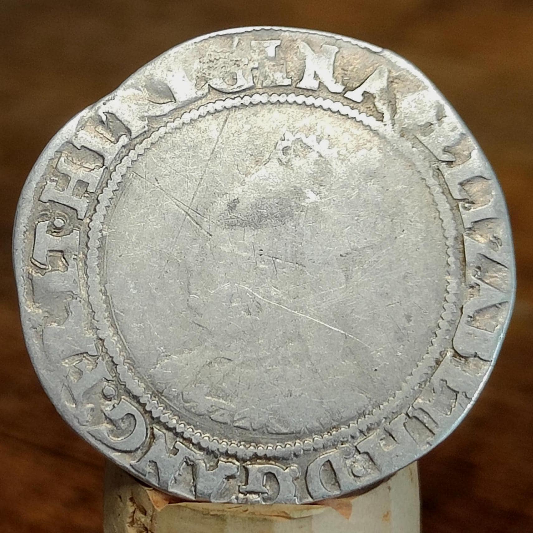 Elizabeth I Shilling from the Battle of Aylesbury Hoard, Tudor hammered silver coin, 1560 - 1561