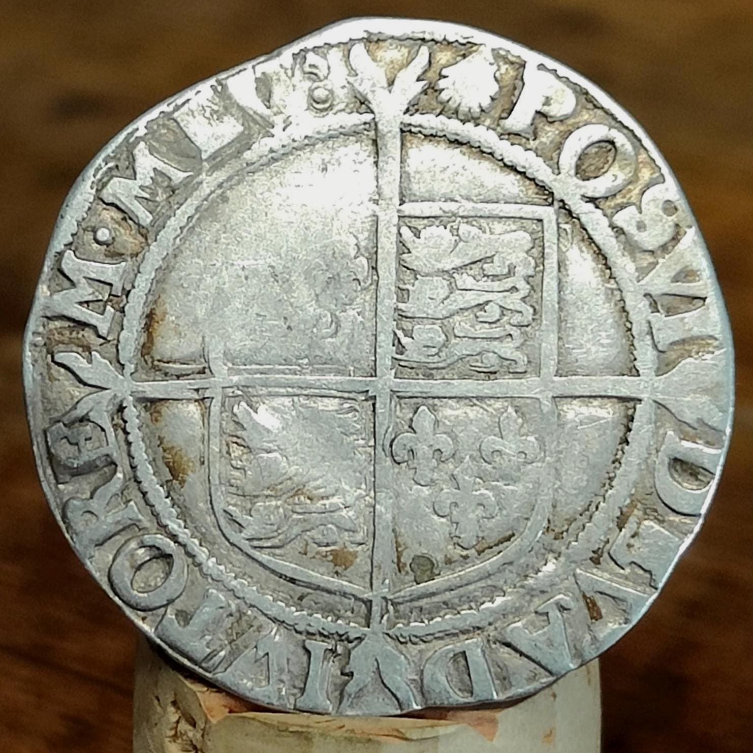 Elizabeth I Shilling from the Battle of Aylesbury Hoard, Tudor hammered silver coin, 1582 - 1583