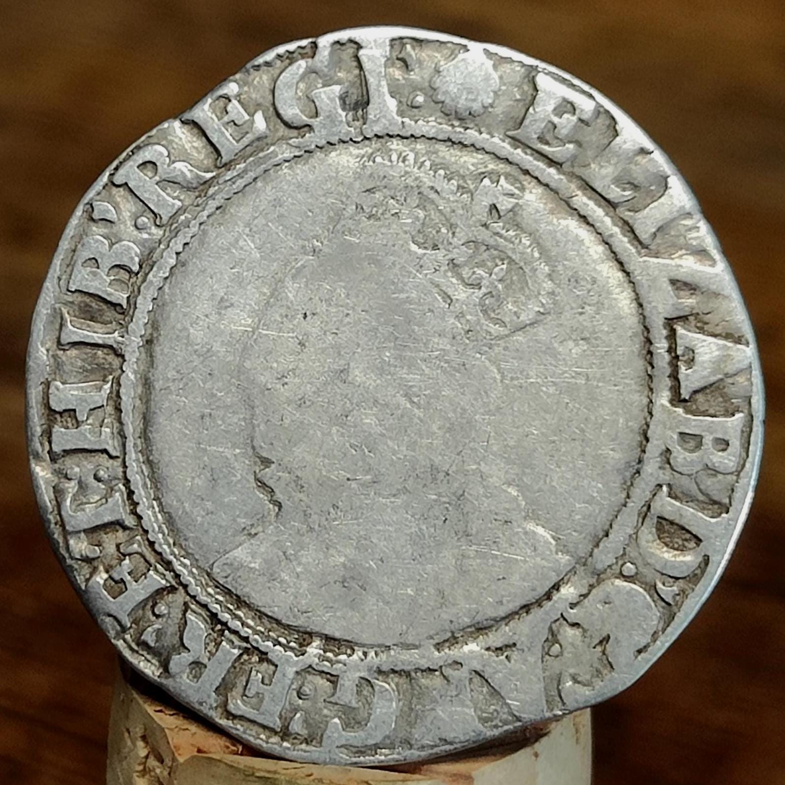 Elizabeth I Shilling from the Battle of Aylesbury Hoard, Tudor hammered silver coin, 1582 - 1583