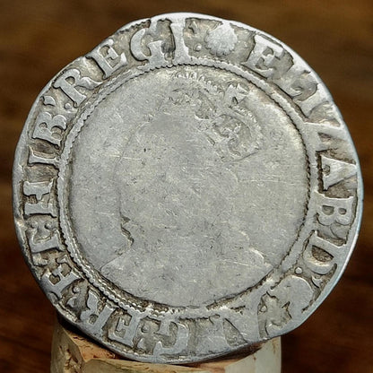 Elizabeth I Shilling from the Battle of Aylesbury Hoard, Tudor hammered silver coin, 1582 - 1583