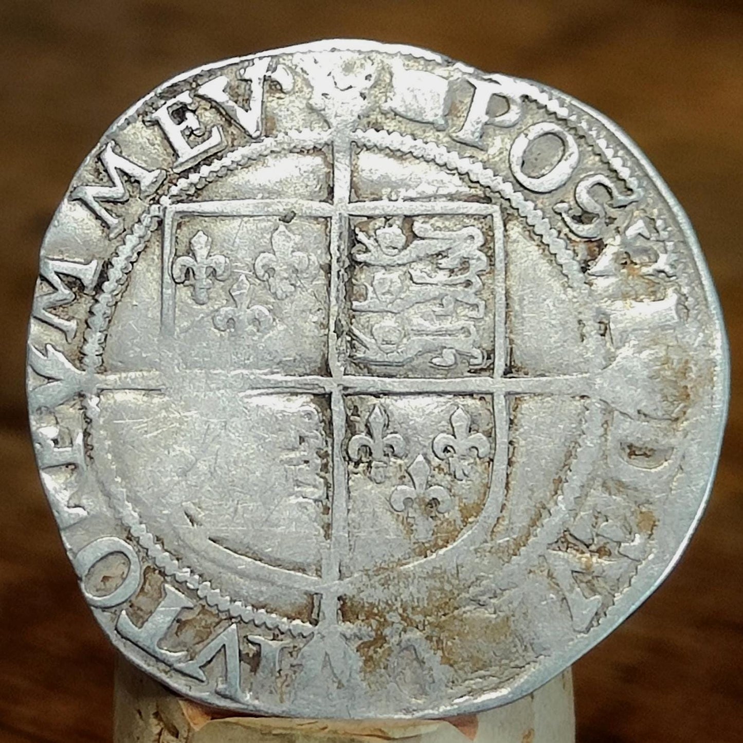 Elizabeth I Shilling from the Battle of Aylesbury Hoard, Tudor hammered silver coin, 1584 - 1586