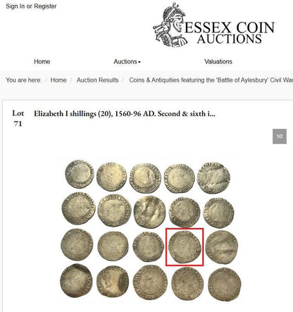 Elizabeth I Shilling from the Battle of Aylesbury Hoard, Tudor hammered silver coin, 1584 - 1586