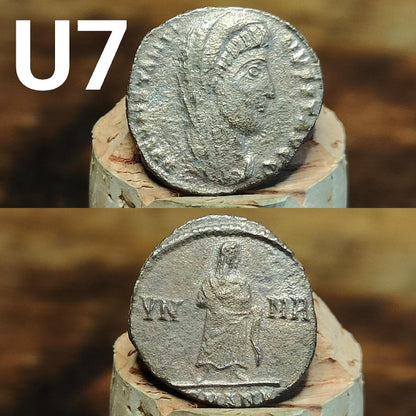 Cleaned Roman coins, ancient Nummus and Follis