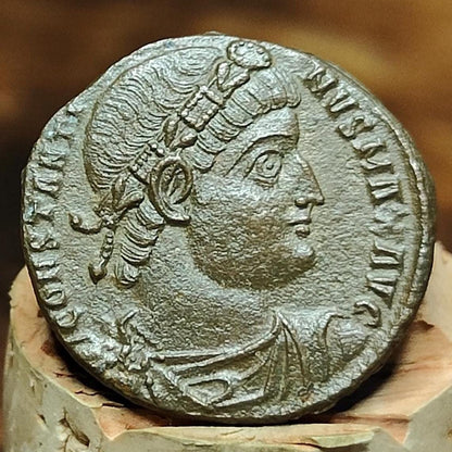 Constantine the great Roman coin with soldiers reverse, 4th century ancient nummus AE3