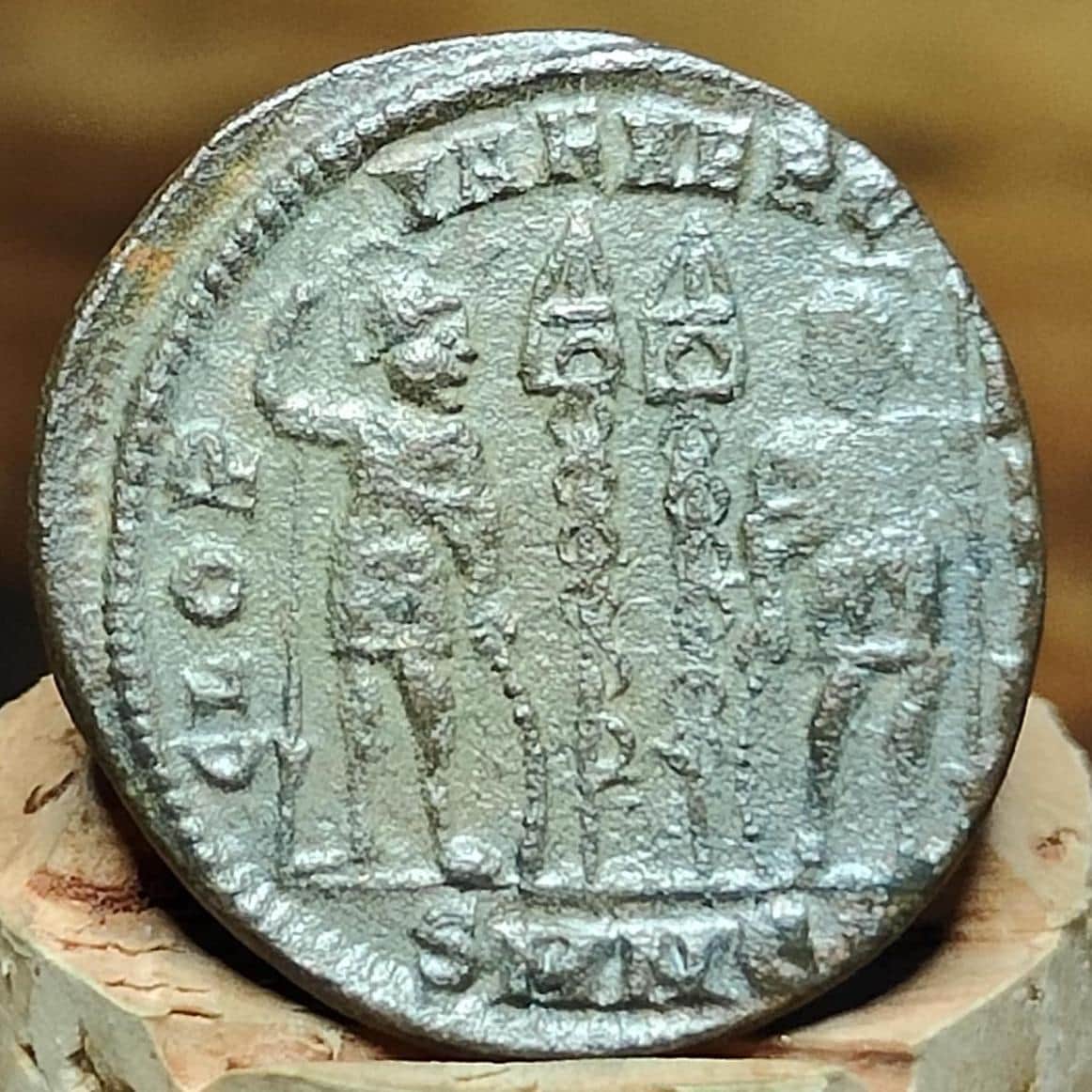 Constantine the great Roman coin with soldiers reverse, 4th century ancient nummus AE3