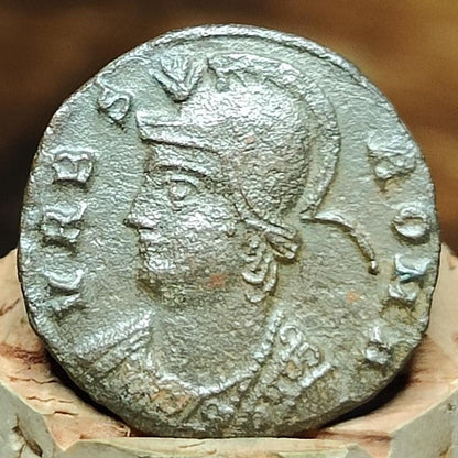 Roman commemorative coin with She Wolf reverse, ancient Nummus