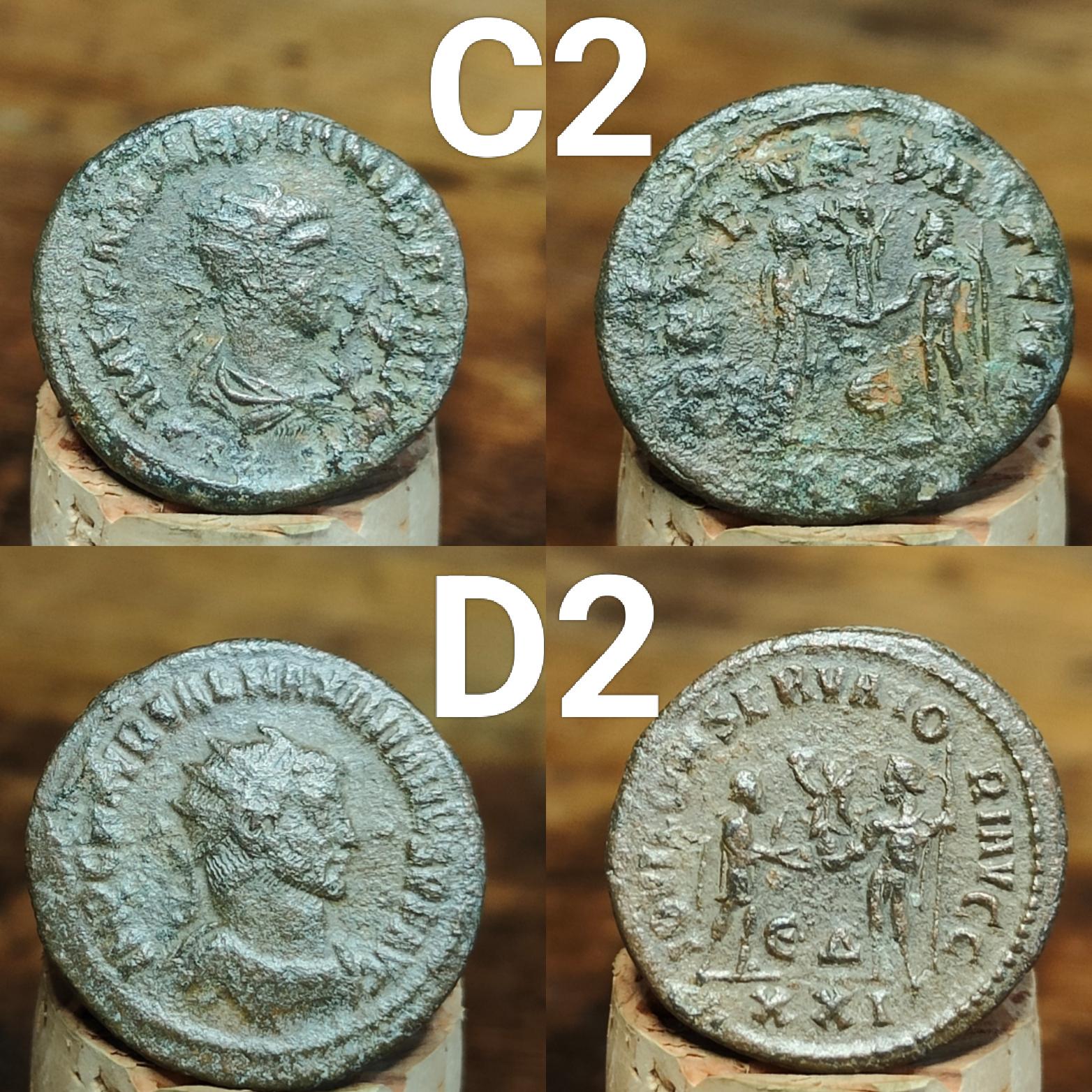 Genuine Roman coins, 4th century ancient Nummus
