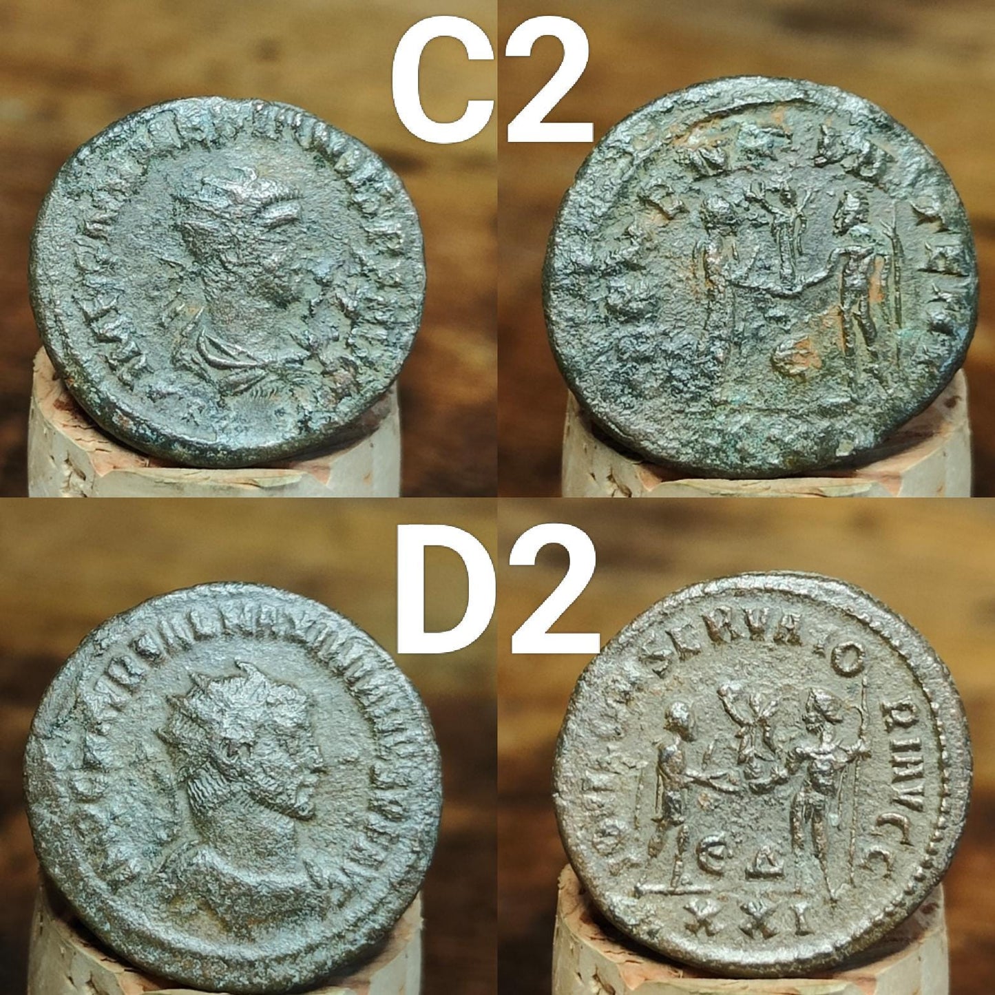 Genuine Roman coins, 4th century ancient Nummus
