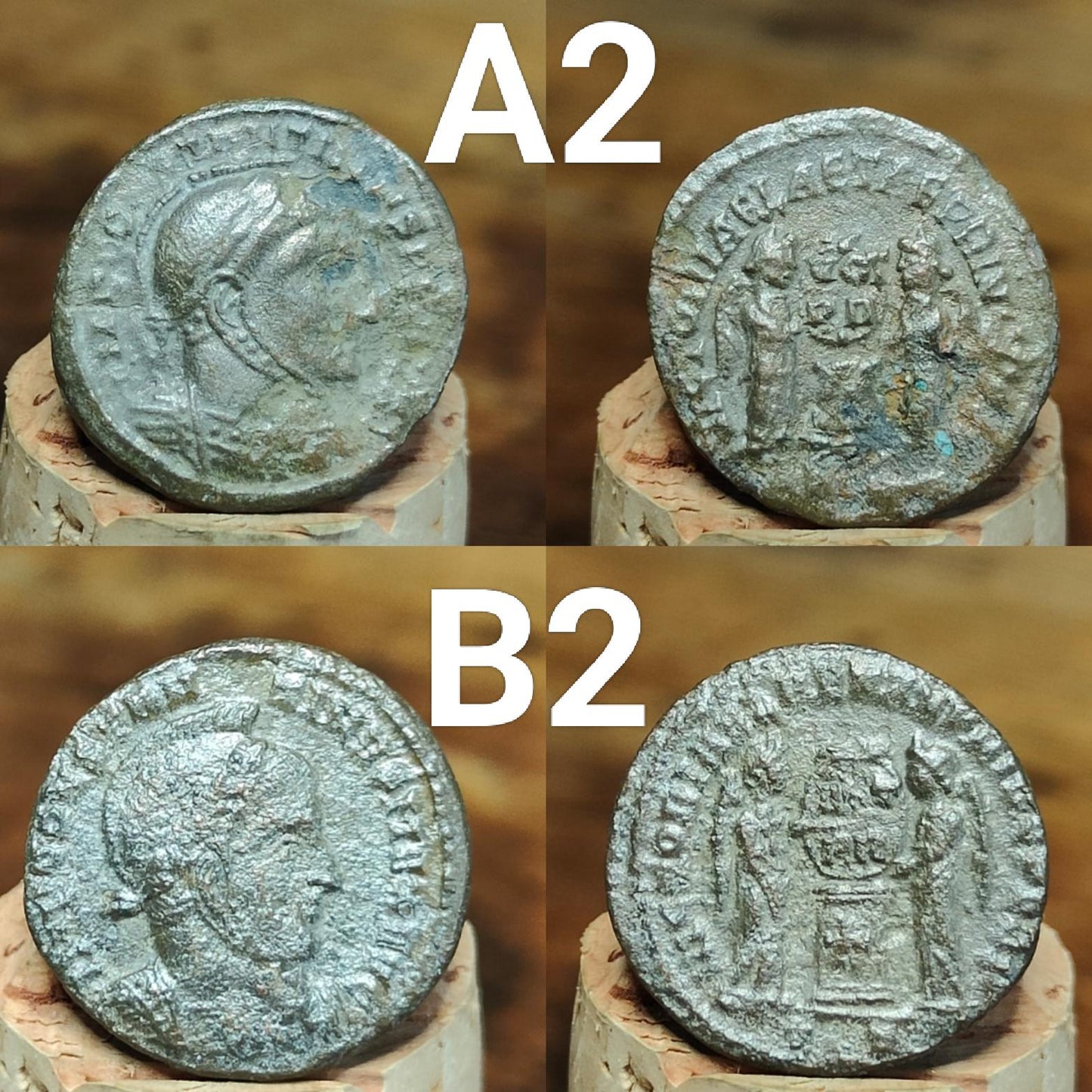 Genuine Roman coins, 4th century ancient Nummus