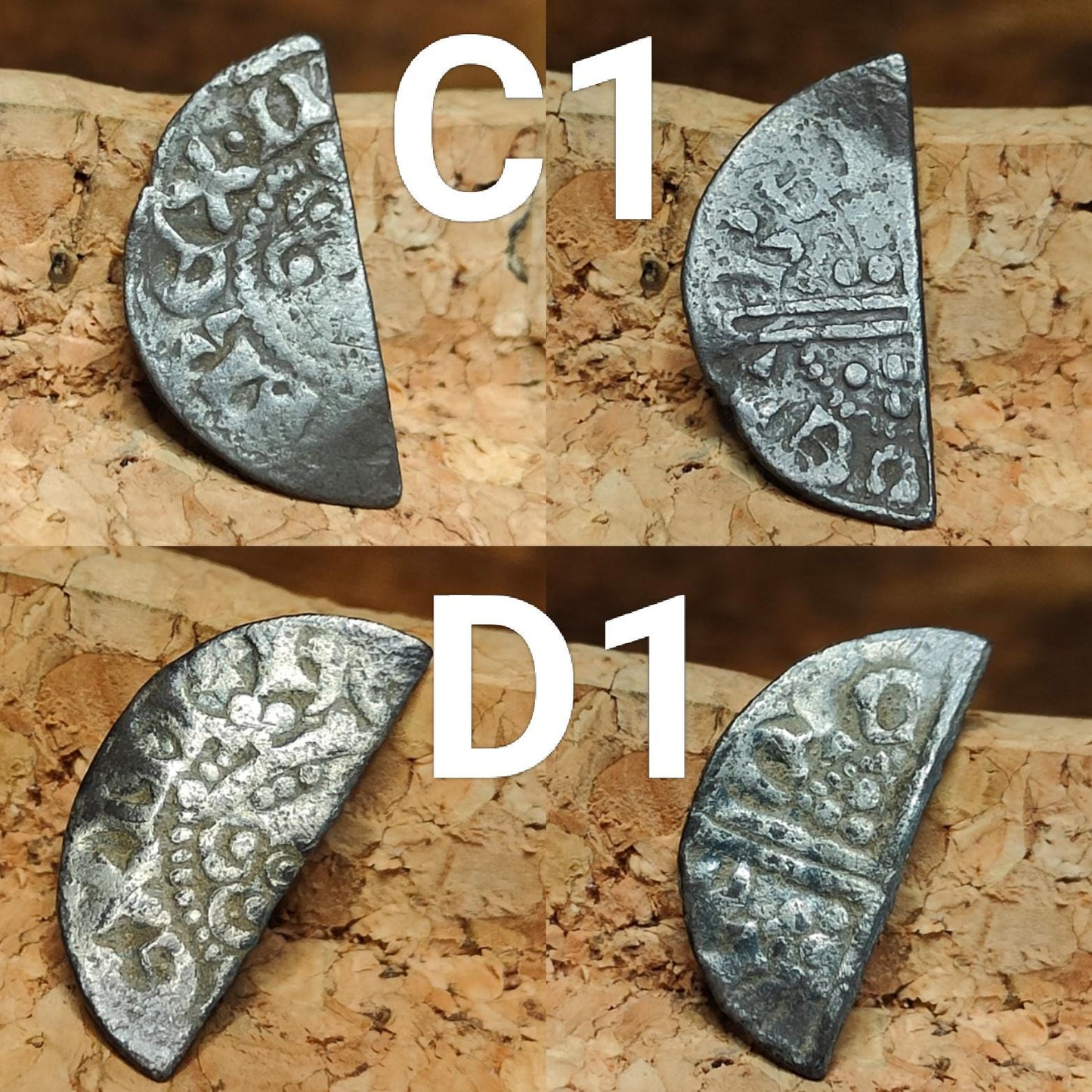 Medieval Silver Coin UK / Henry III voided long cross cut half penny