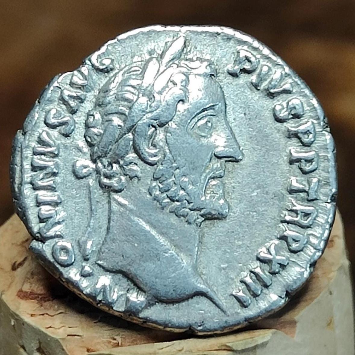 Antoninus Pius Silver Denarius with Genius reverse, Ancient roman coin