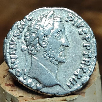 Antoninus Pius Silver Denarius with Genius reverse, Ancient roman coin