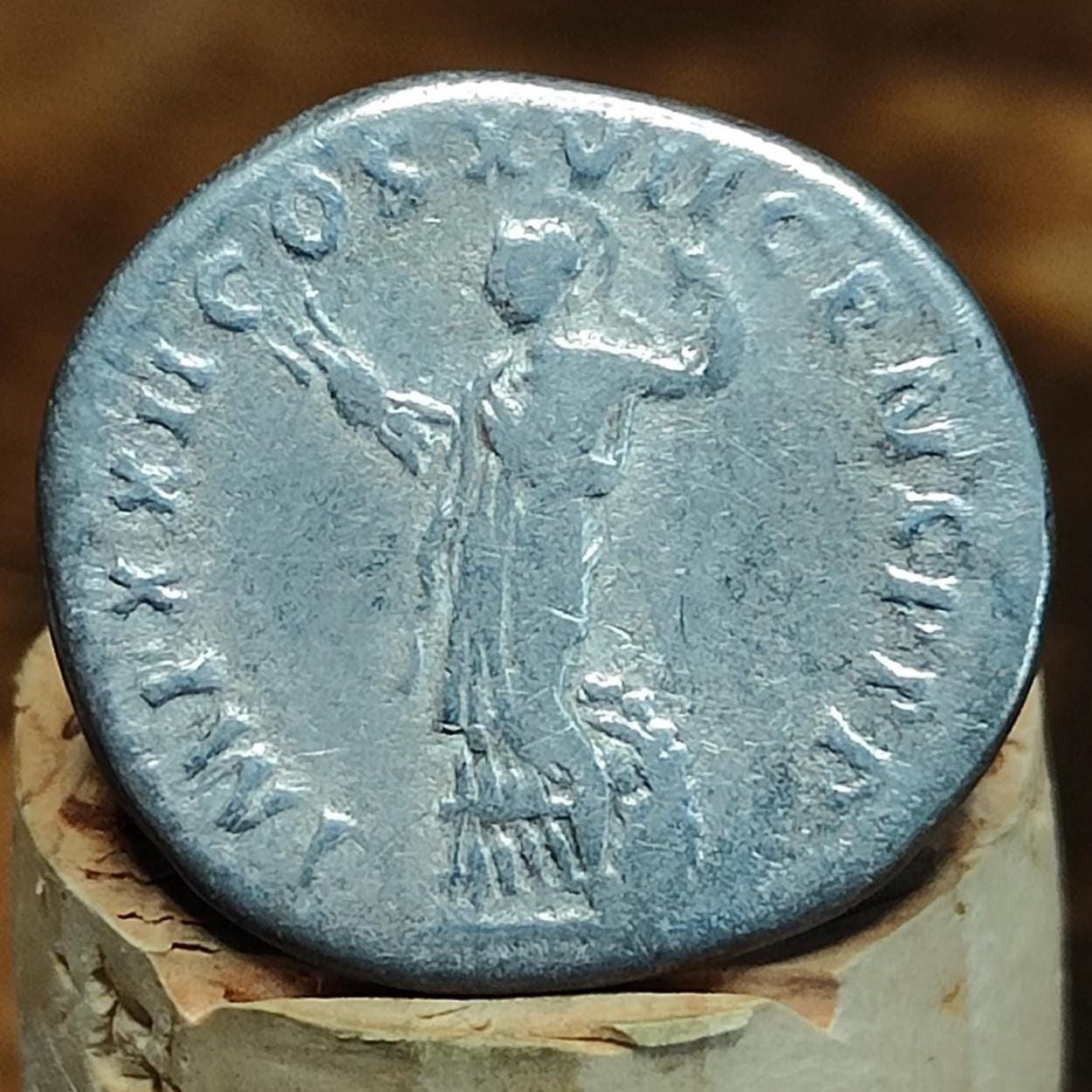 Domitian Roman Silver Denarius with Minerva reverse, Ancient roman coin