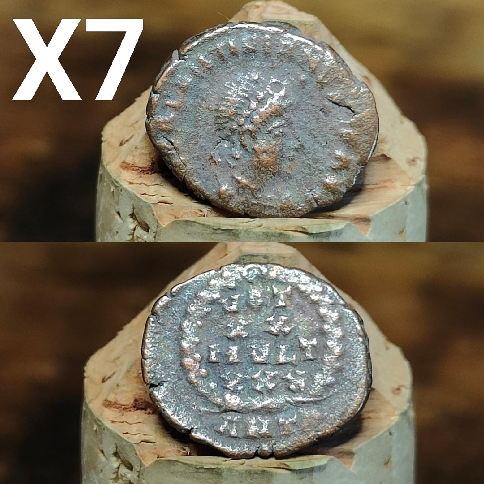 Cleaned Roman coins, ancient Nummus and Follis