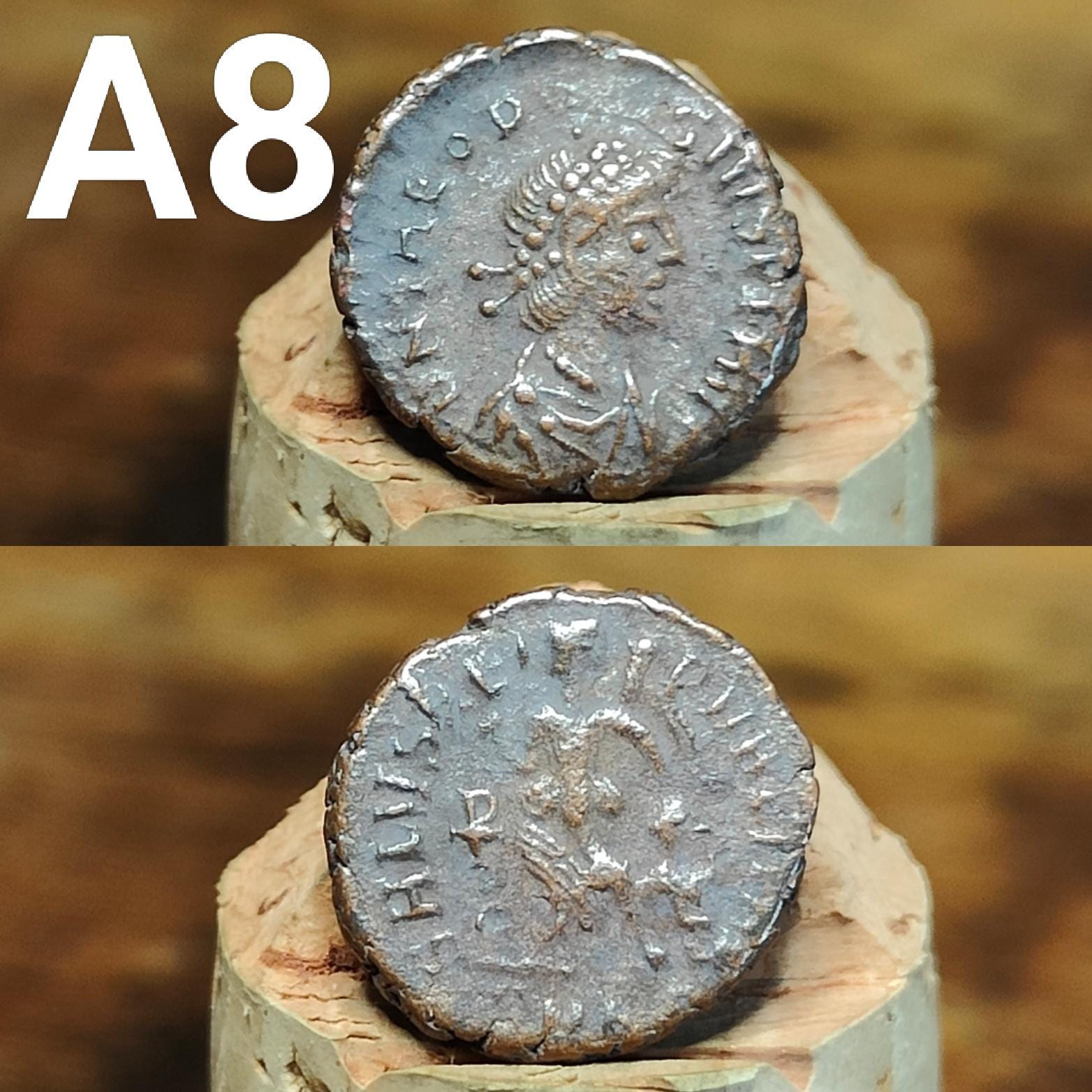 Cleaned Roman coins, ancient Nummus and Follis