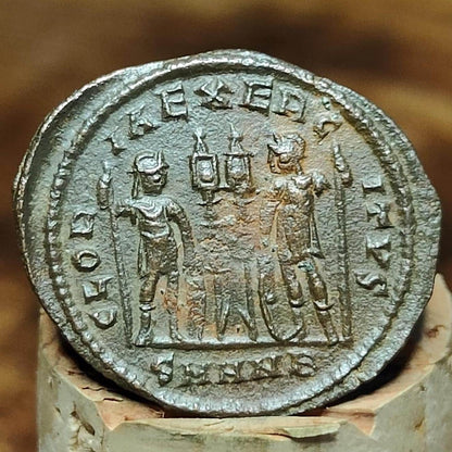 Constantine the great Roman coin with soldiers reverse, 4th century ancient nummus AE3