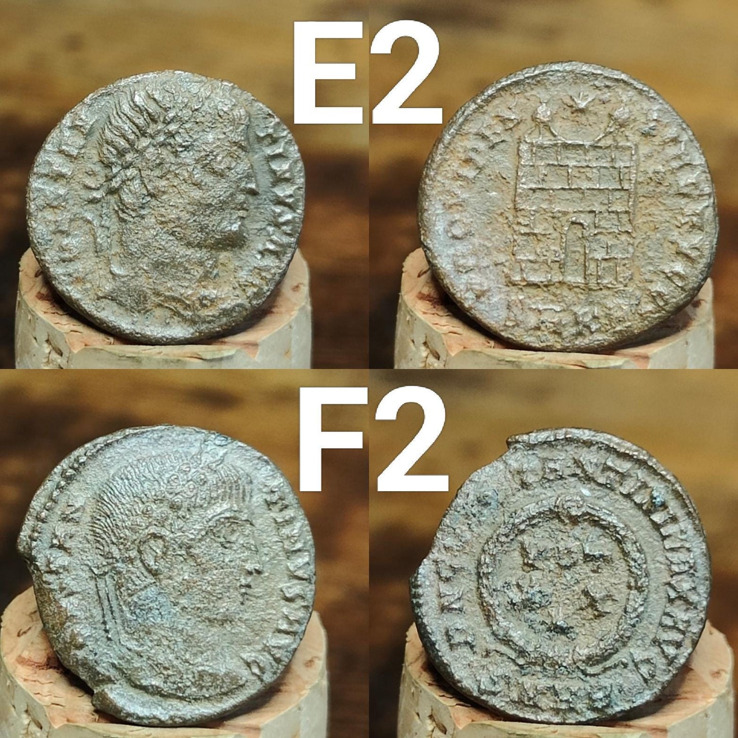 Genuine Roman coins, 4th century ancient Nummus