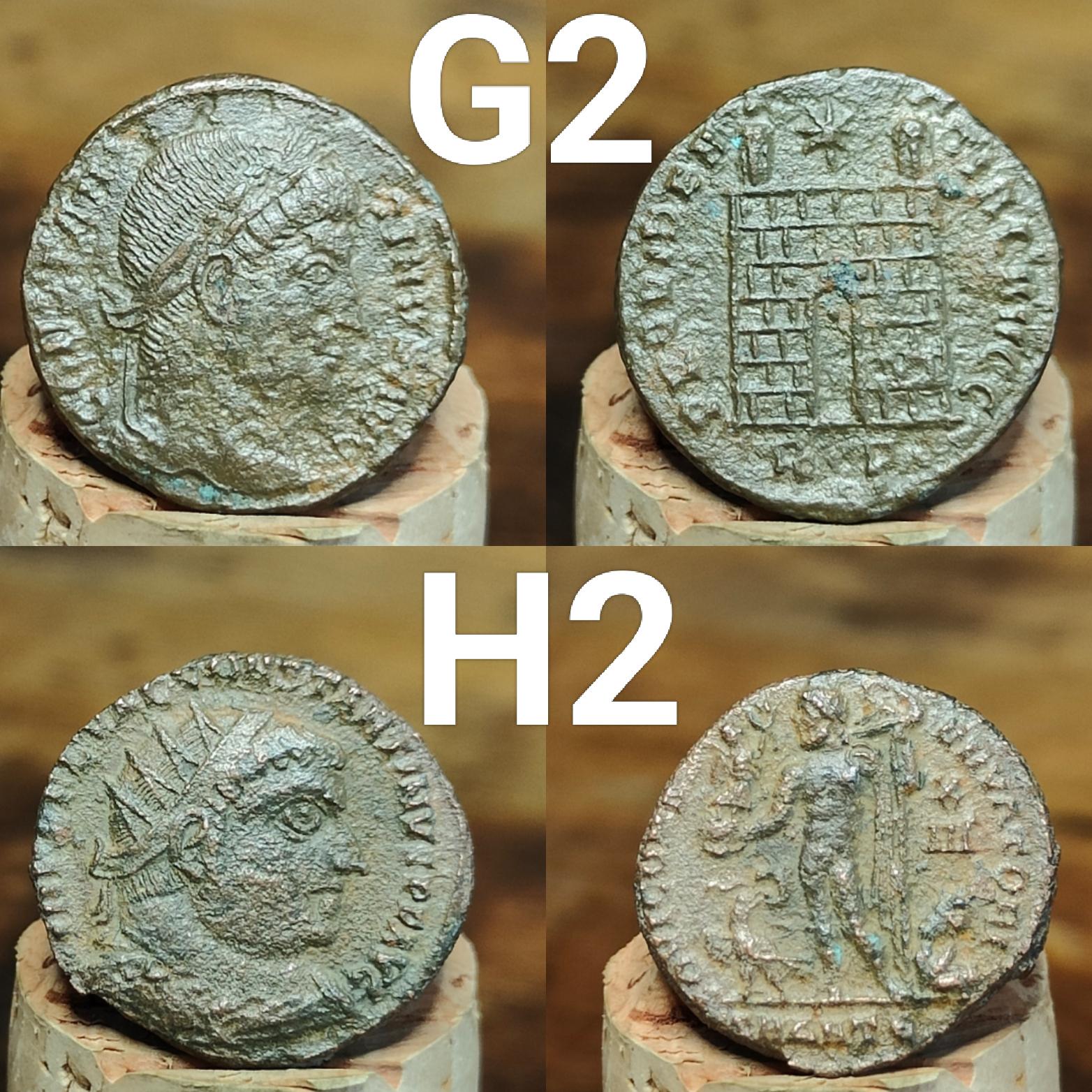 Genuine Roman coins, 4th century ancient Nummus