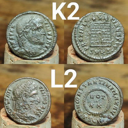 Genuine Roman coins, 4th century ancient Nummus