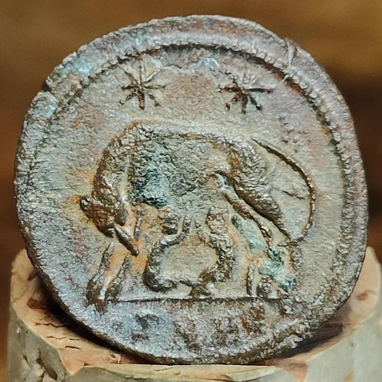 Roman commemorative coin with She Wolf reverse, ancient Nummus