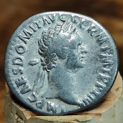 Domitian Roman Silver Denarius with Minerva reverse, Ancient roman coin