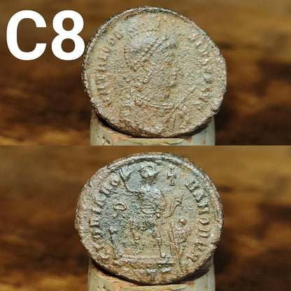 Cleaned Roman coins, ancient Nummus and Follis