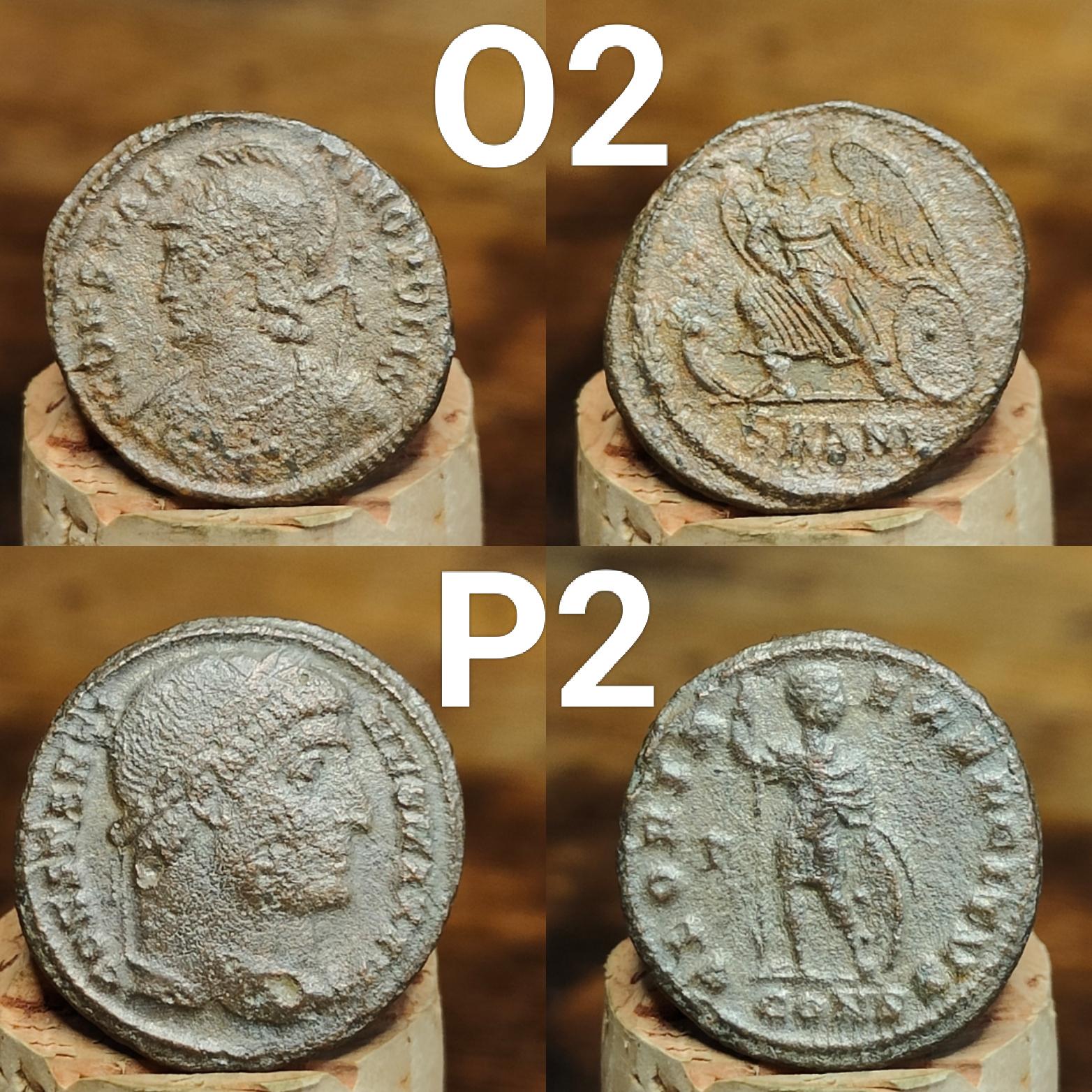 Genuine Roman coins, 4th century ancient Nummus