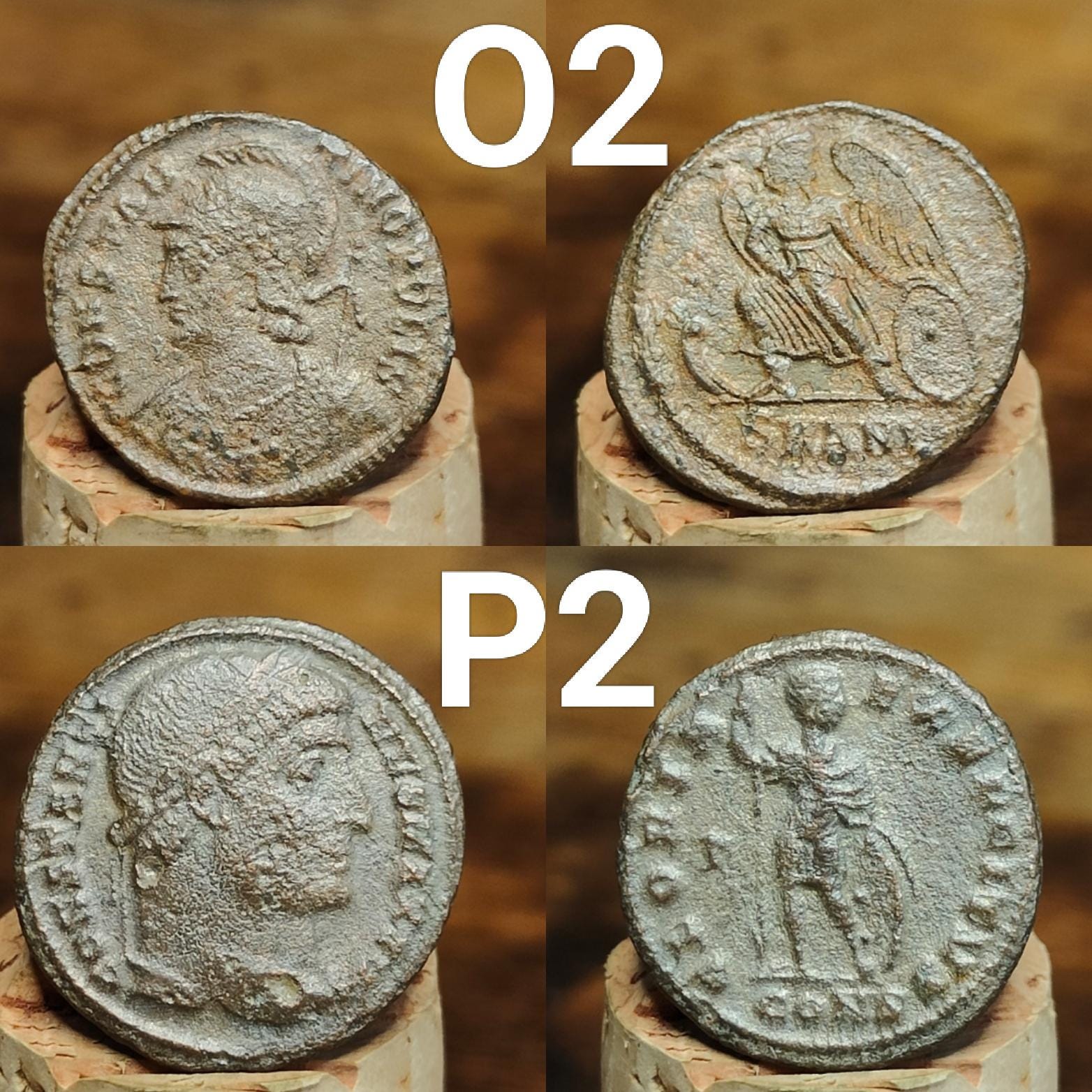 Genuine Roman coins, 4th century ancient Nummus