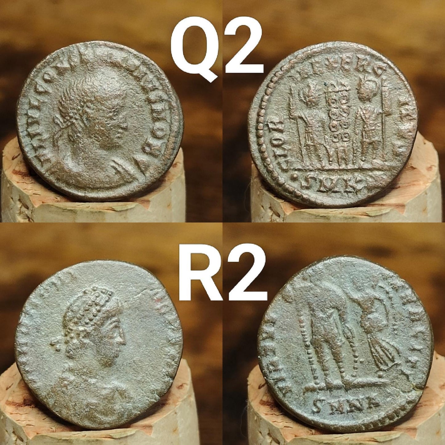 Genuine Roman coins, 4th century ancient Nummus