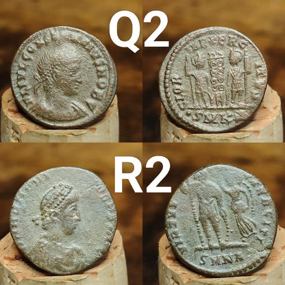 Genuine Roman coins, 4th century ancient Nummus