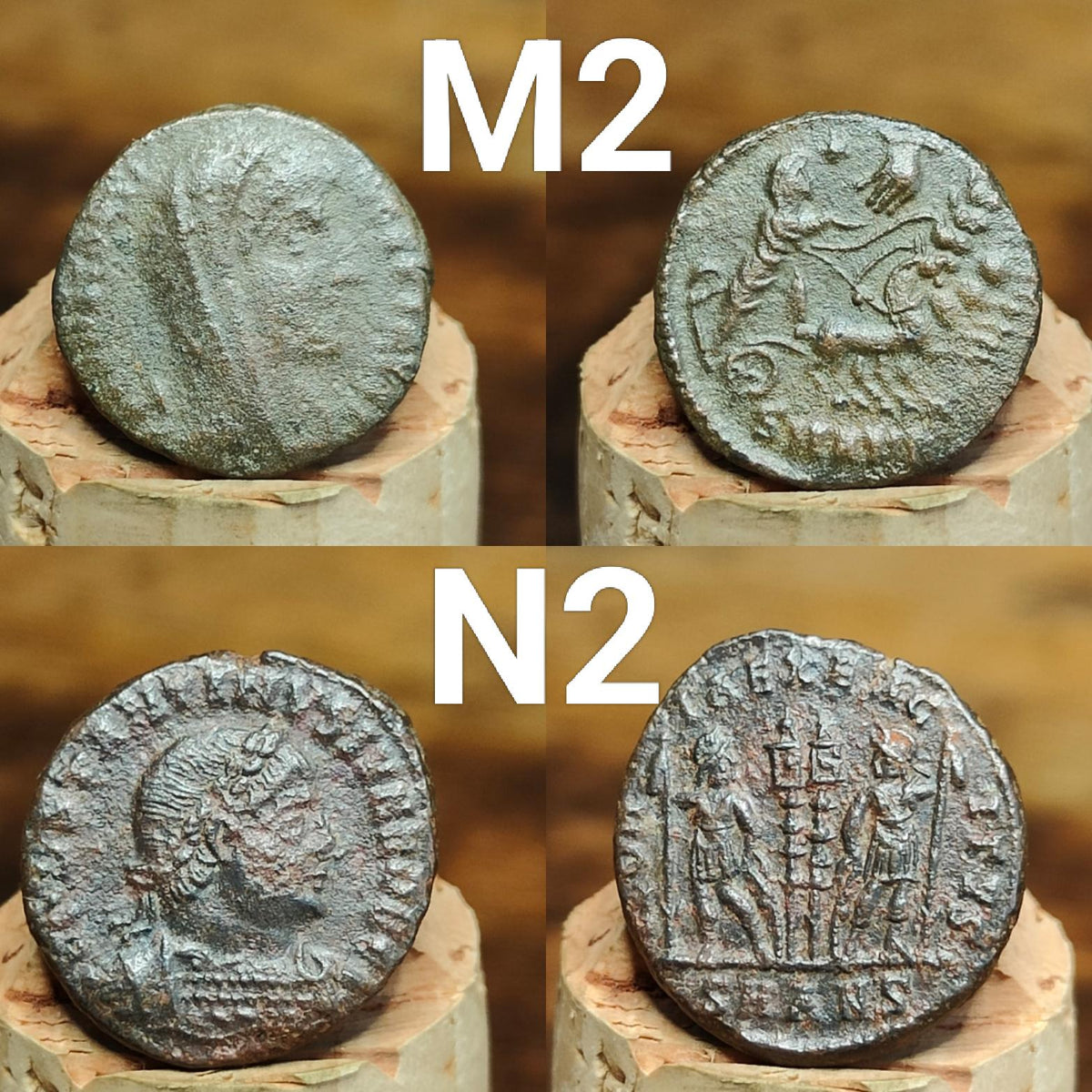 Genuine Roman coins, 4th century ancient Nummus