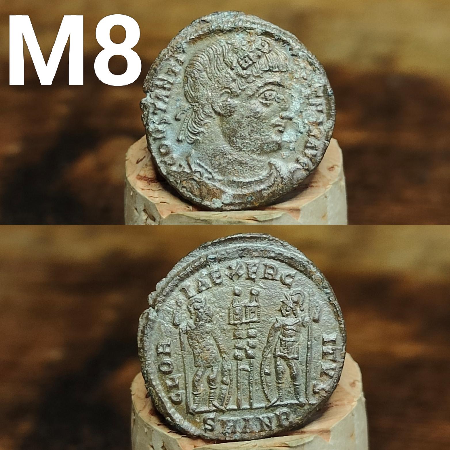 Cleaned Roman coins, ancient Nummus and Follis