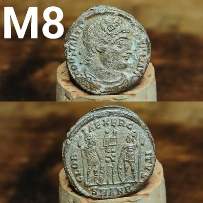 Cleaned Roman coins, ancient Nummus and Follis