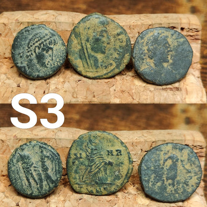 Set of 3 Roman coins, 4th century uncleaned ancient nummus
