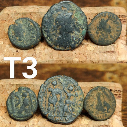 Set of 3 Roman coins, 4th century uncleaned ancient nummus