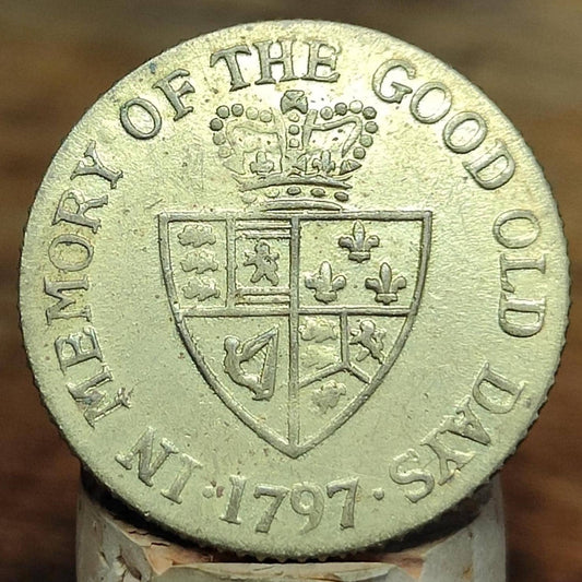 George III spade Guinea gaming token, dated 1797, Georgian brass jetton