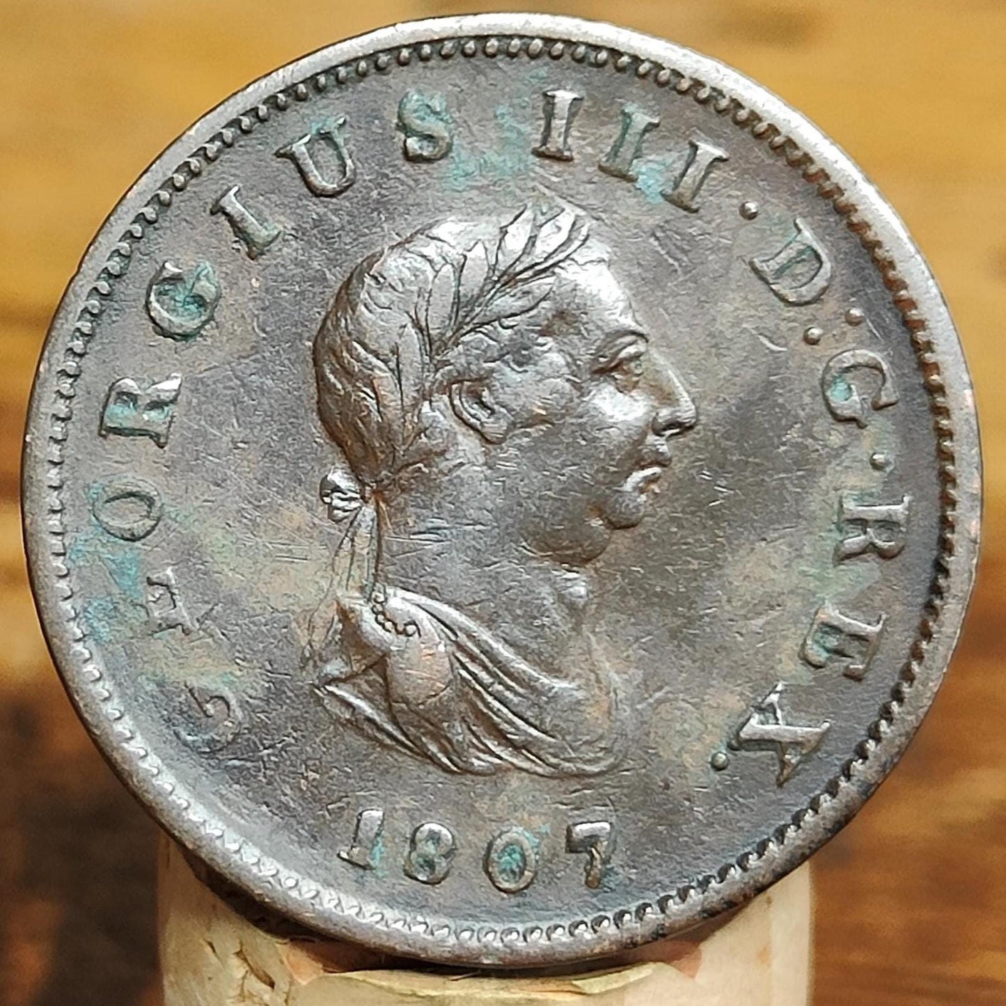 George III Halfpenny, dated 1807 - Georgian/ Napoleonic war coin