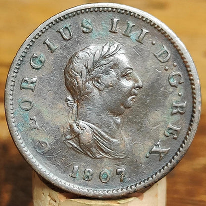 George III Halfpenny, dated 1807 - Georgian/ Napoleonic war coin