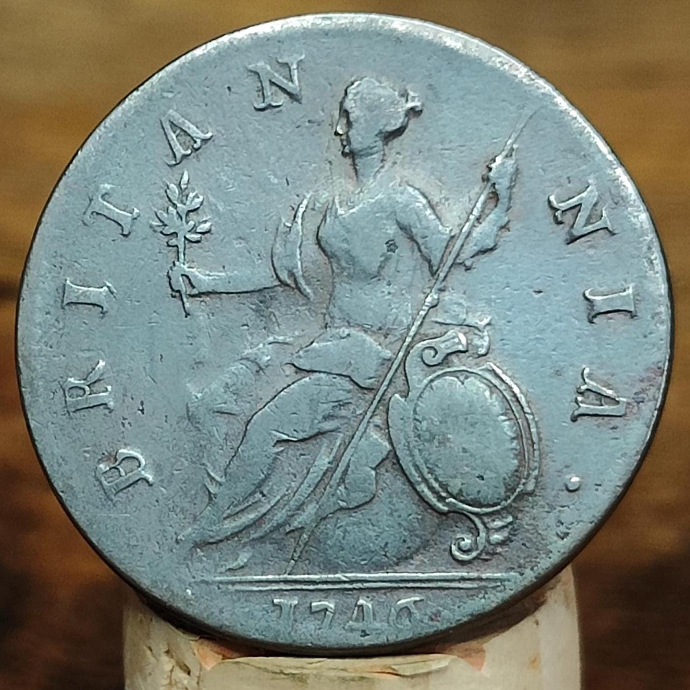 George II half Penny, dated 1746 - Georgian/ US colonial coin