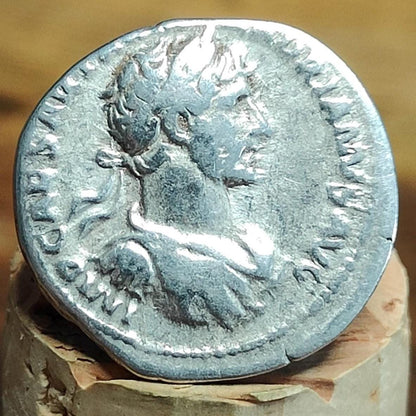 Hadrian Silver Denarius with Pietas reverse, Ancient roman coin