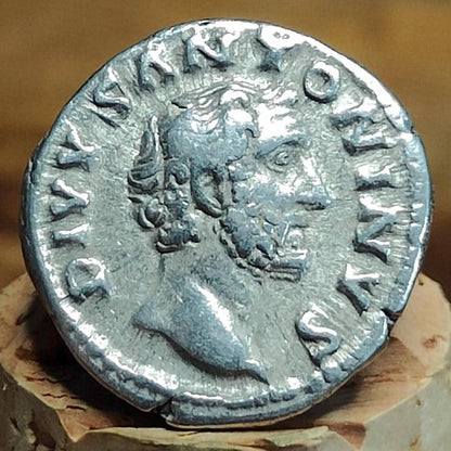 Antoninus Pius Silver Denarius with Funeral Pyre reverse, Ancient roman coin