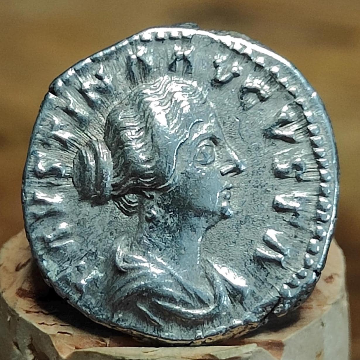 Faustina II Silver Denarius with Fecunditas reverse, 161-176 AD, Ancient roman coin