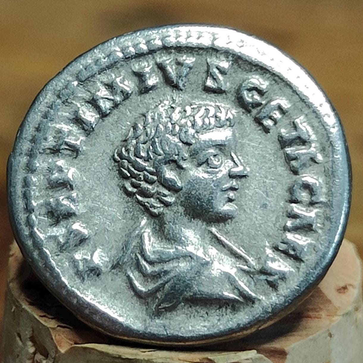 Geta Silver Denarius with Mars reverse, 209 to 211AD Ancient roman coin
