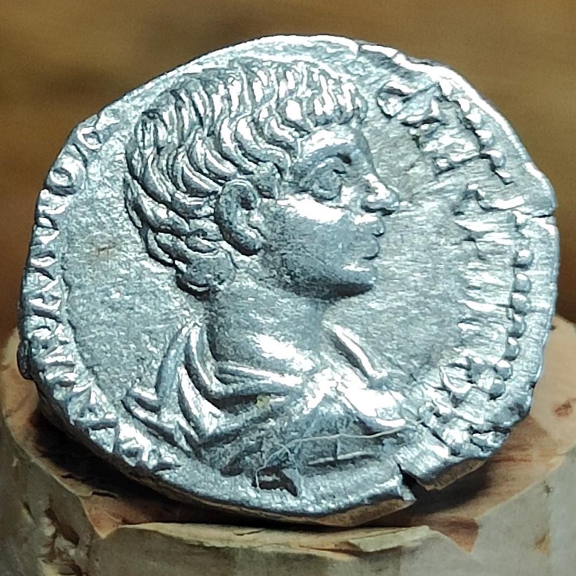 Caracalla Silver Denarius with Mars reverse, 198-217AD, Ancient roman coin